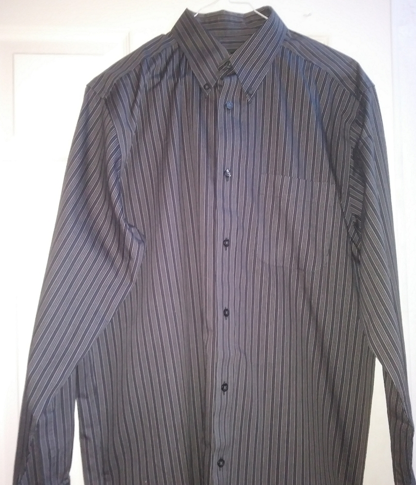 Eddie Bauer Grey Stripe Shirt Sz M